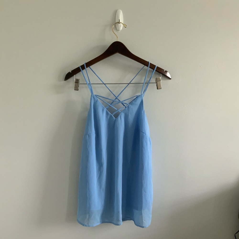 NWOT Boutique Baby Blue Strappy Tank